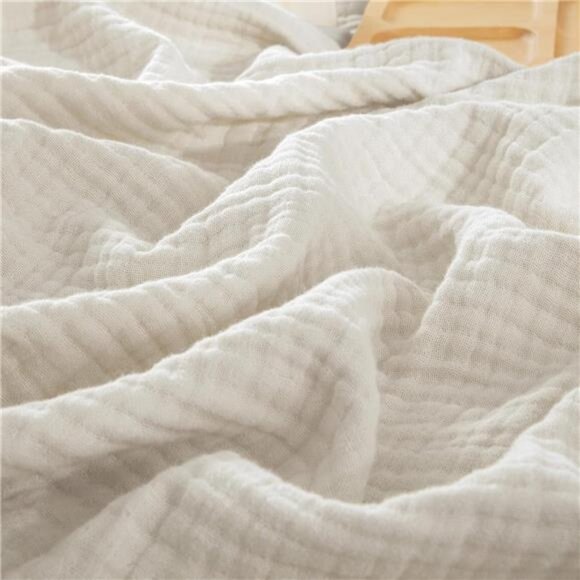 100% Cotton Muslin Blanket King Size 108"x90", 4-Layer Lightweight Gauze Throw - Picture 1 of 7